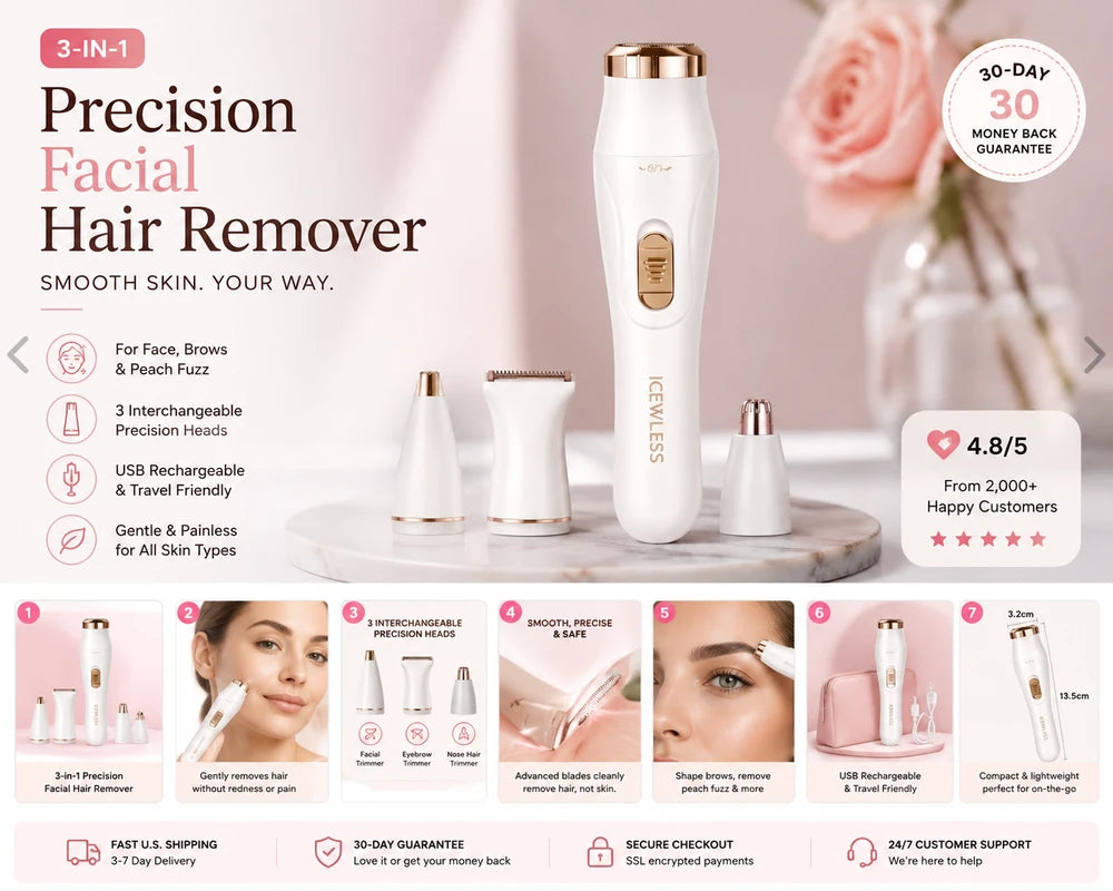 Épilateur Visage VELISSE™ 3-en-1